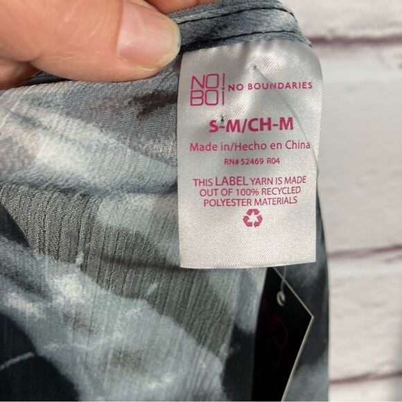 No Boundaries Cover Up SZ S Black Gray Tie Dye Kimono Waist New Swim Beach Sheer - Picture 5 of 10